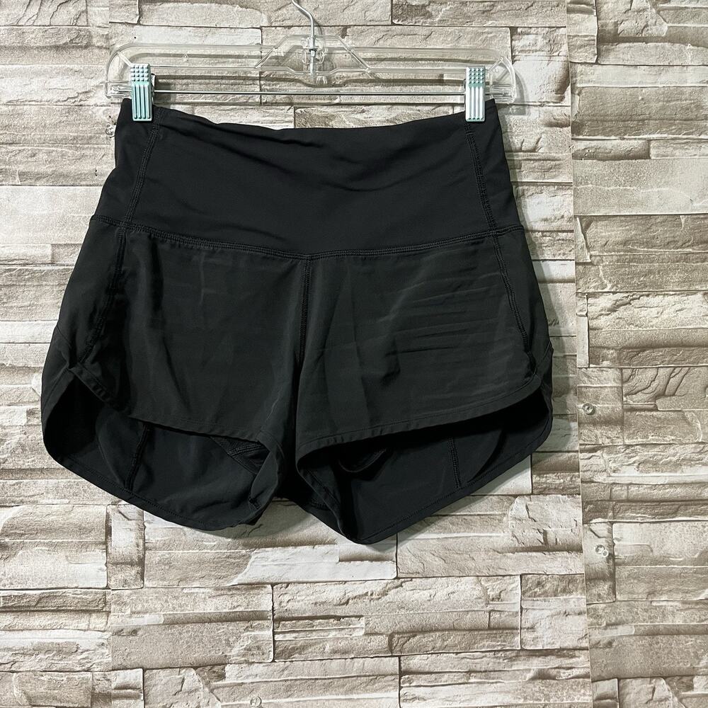 Lululemon Speed Up Athletic Shorts Size 4 Black Zipper Pocket Running Women’s